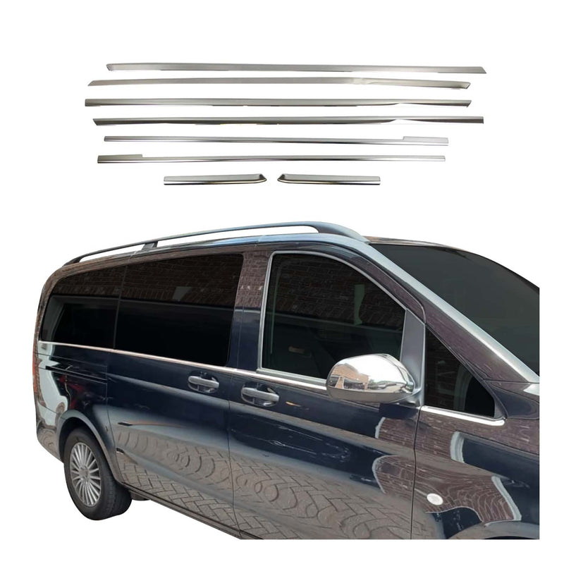 Fensterleisten Zierleisten für Mercedes Klasse W447 L2 2014-2025 Untere Chrom 8x