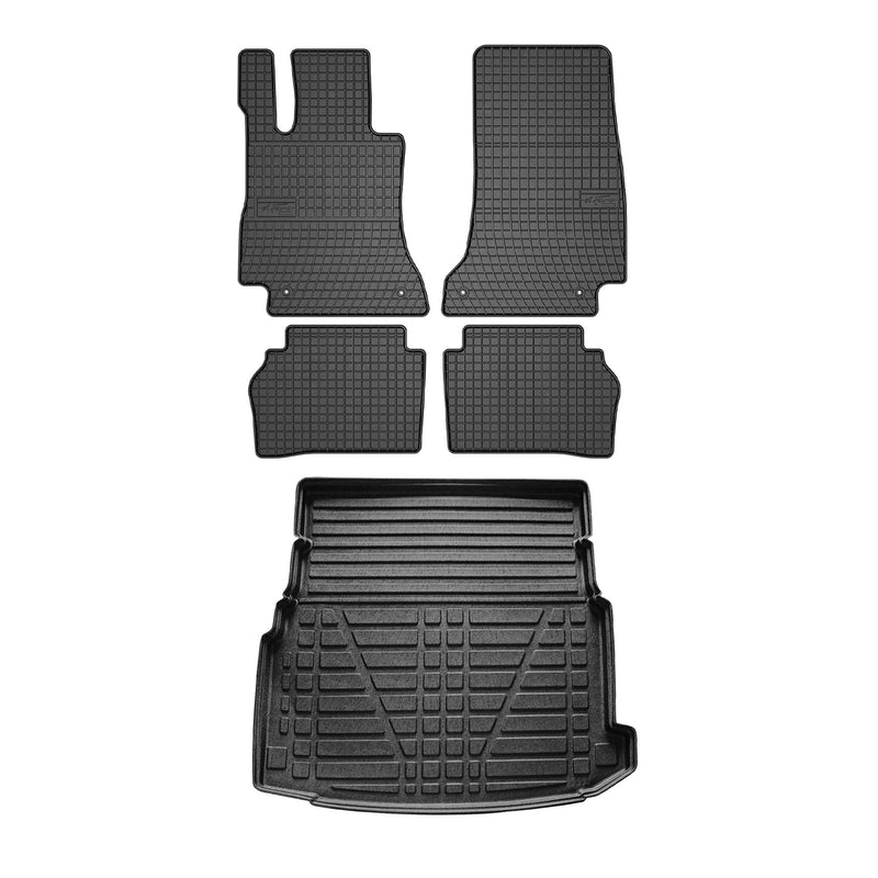 Set di tappetini e vaschetta per bagagliaio per Mercedes Classe E W213 Limo 2017-2025 in gomma