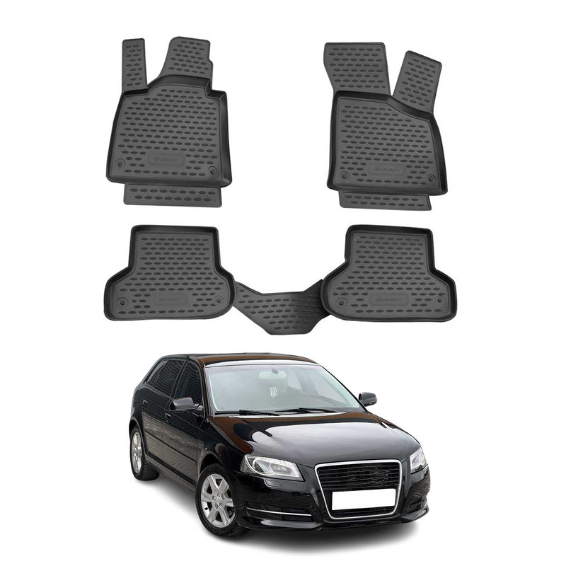 Tappetini in gomma neri per Audi A3 Sportback 3 porte 2003-2013, 4 pezzi
