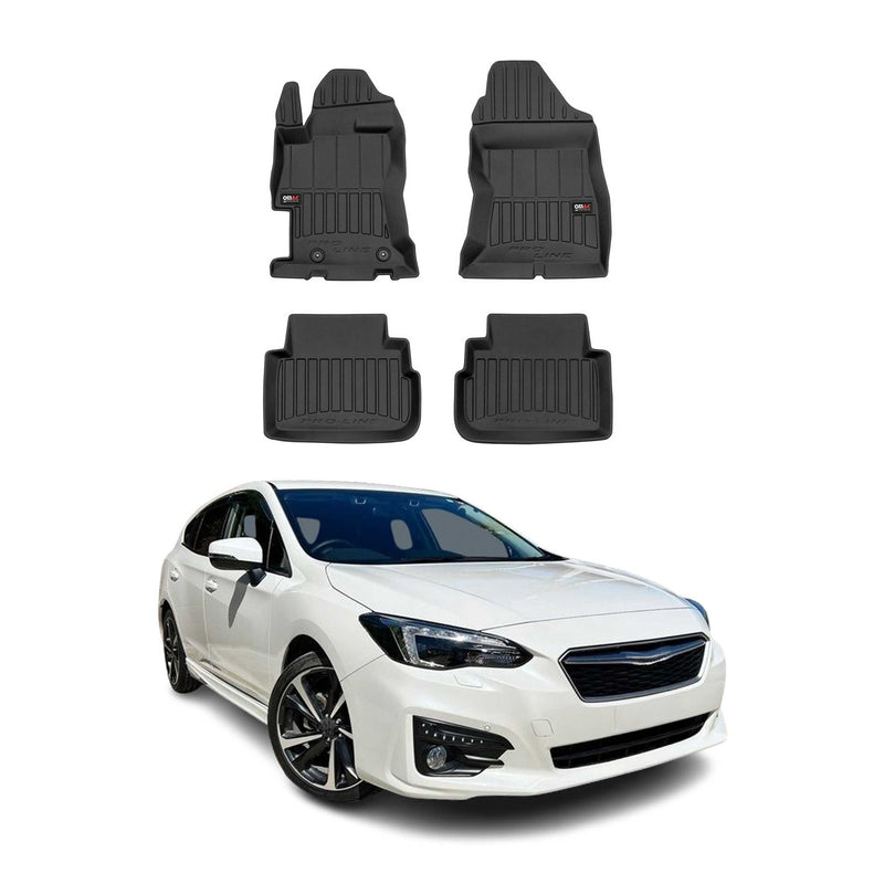 Tappetini Subaru Impreza 2016-2025 in TPE nero, 4 pezzi