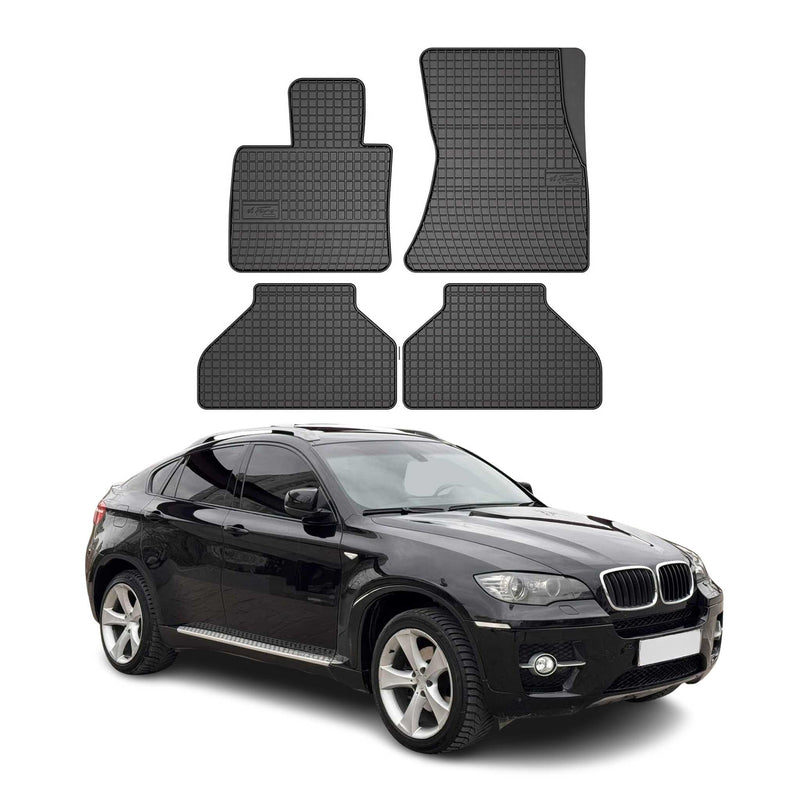 Tappetini in gomma neri per BMW X6 E70 E71 E72 2007-2014, 4 pezzi.
