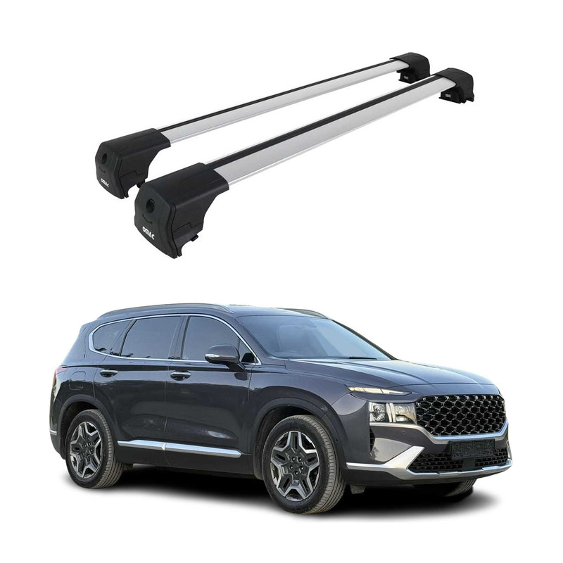 Portapacchi da tetto per Hyundai Santa Fe 2019-2025 ABE grigio alluminio