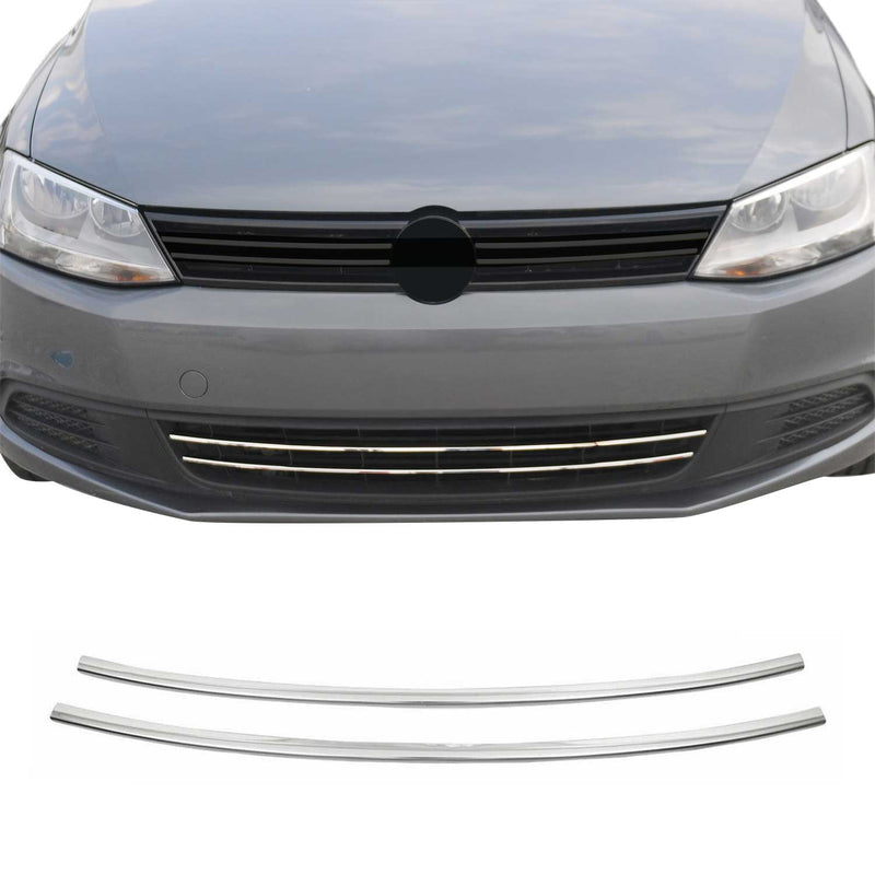 Kühlergrill Leisten Grillleisten für VW Jetta 2010-2014 Edelstahl Silber 2tlg