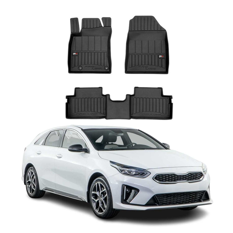 Tappetini Kia Ceed 2018-2025 in TPE nero, 3 pezzi