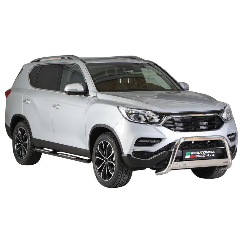 Edelstahl Seitenschweller Schwellerrohre für Ssangyong Rexton 2018-2025 Schwarz
