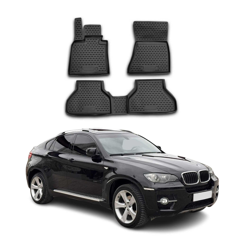 Tappetini BMW X6 E71 E72 2007-2014 in TPE nero, 4 pezzi