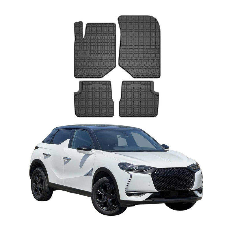 Tappetini in gomma neri per DS DS3 Crossback 2018-2025, 4 pezzi