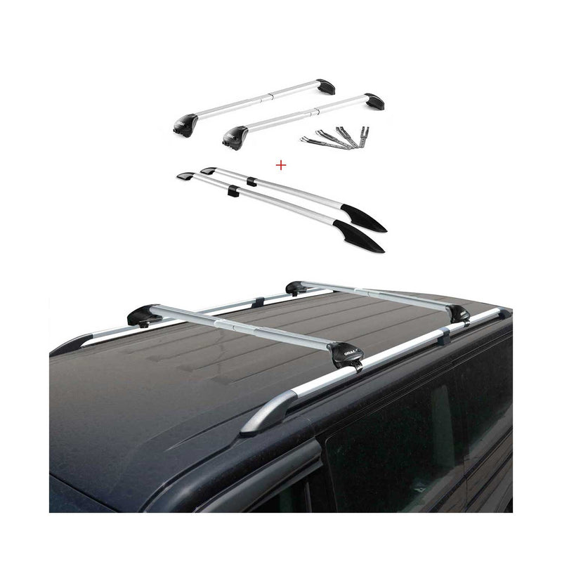 Barre portatutto + set barre portatutto per Fiat Doblo 2010-2021 Long L2 Alu Grey