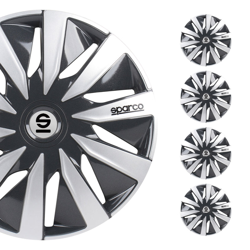 Coprimozzi Sparco 15 pollici Lazio grigio argento 4x