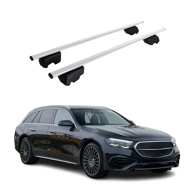Portapacchi da tetto per Mercedes Classe E S213 2017-2020 ABE Argento 2x