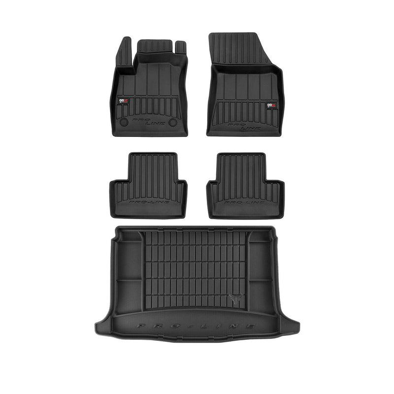 Set di tappetini e vaschetta per bagagliaio OMAC per Renault Megane 2015-2025 in gomma TPE 5 pezzi
