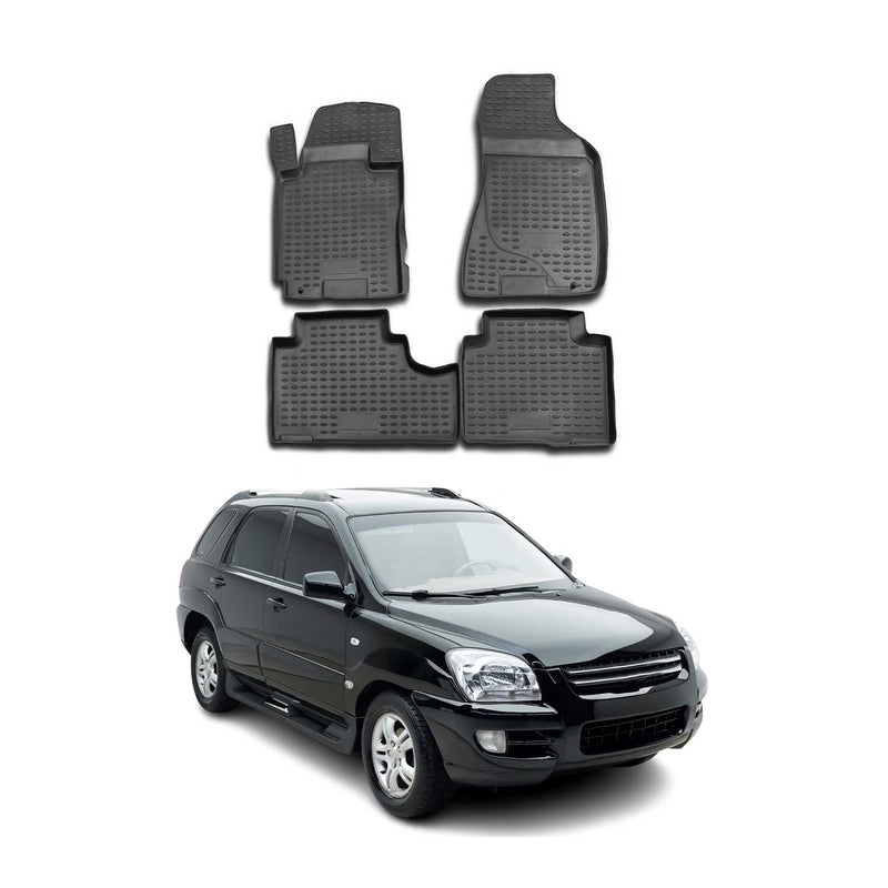 Tappetini Kia Sportage 2004-2010 in TPE nero, 4 pezzi
