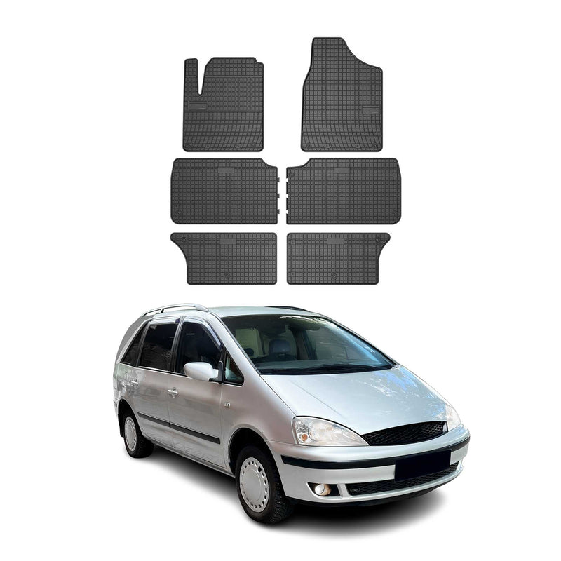 Tappetini in gomma OMAC per Ford Galaxy 1995-2006, tappetini in gomma neri, 6 pezzi
