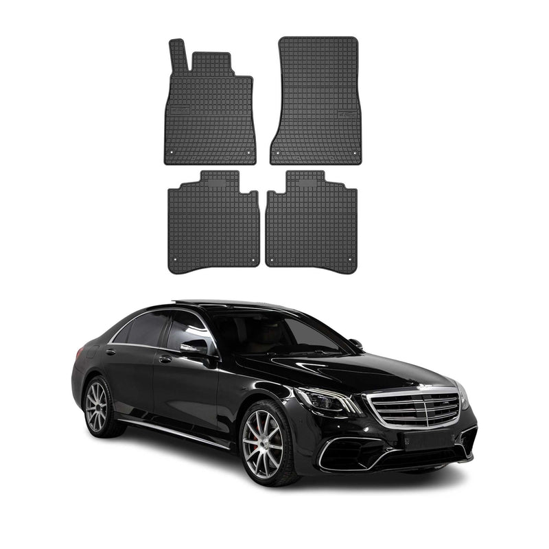 Tappetini in gomma neri per Mercedes Classe S W222 2013-2020, 4 pezzi.