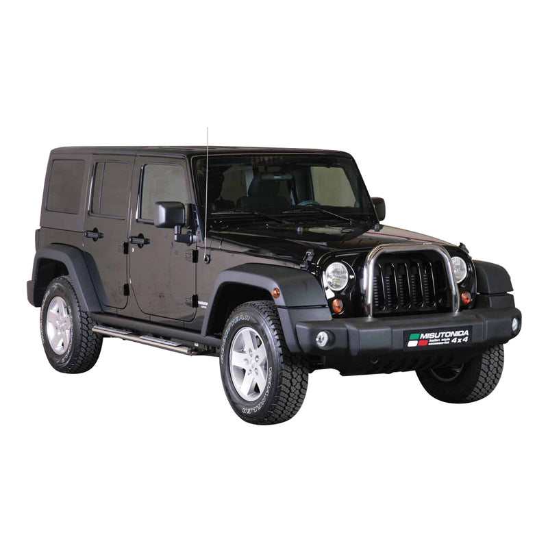 Minigonne laterali in acciaio, tubi sottoporta per Jeep Wrangler 2007-2018, argento