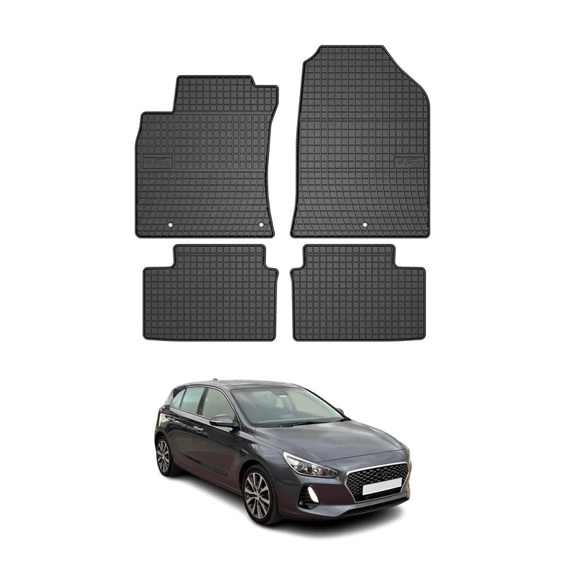 Tappetini in gomma neri per Hyundai i30 2016-2025, 4 pezzi