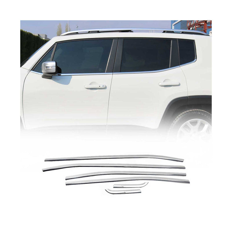 Listelli decorativi per finestrini Jeep Renegade 2014-2024 in acciaio inox cromato, 6 pezzi