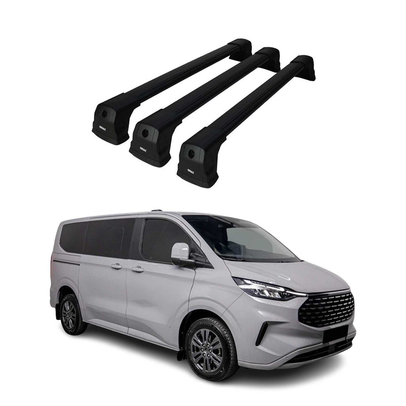 Dachträger Grundträger für Ford Transit Tourneo Custom 2023-2025 Alu Schwarz 3x