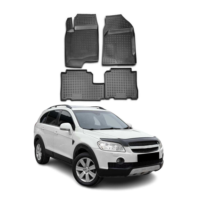 Tappetini Chevrolet Captiva 2006-2017 in TPE nero, 4 pezzi
