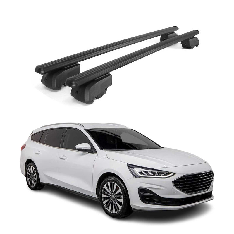 Portapacchi da tetto per Ford Focus Turnier C519 2018-2025 ABE Nero 2x