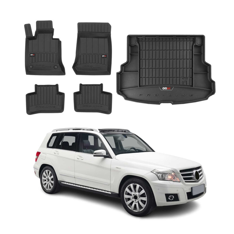 Set di tappetini e vaschette per bagagliaio OMAC per Mercedes GLK X204 2008-2015 in gomma, 5 pezzi