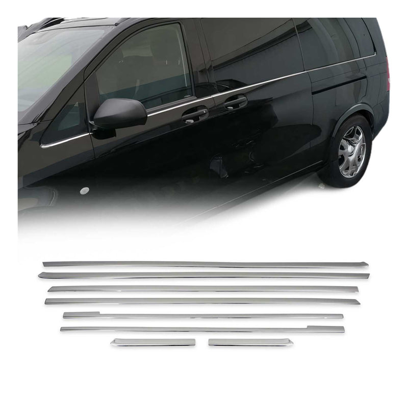 Listelli decorativi per finestrini per Mercedes Classe W447 L3 2014-2025 inferiori cromati 8x