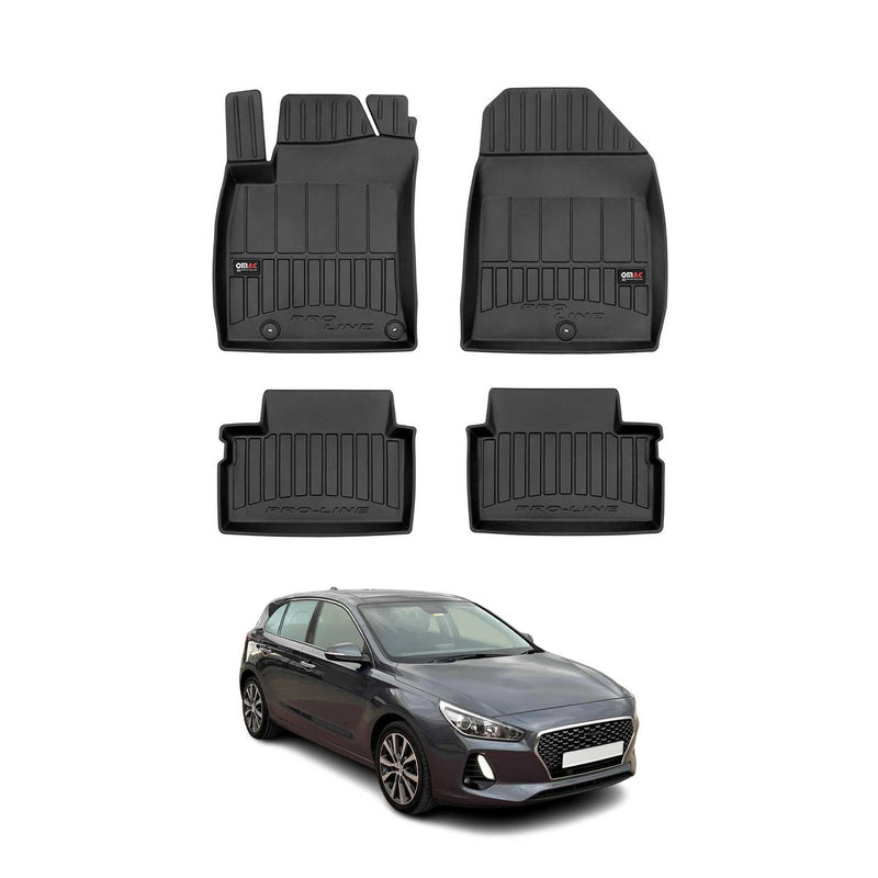 Tappetini Hyundai i30 2017-2020 in TPE nero, 4 pezzi