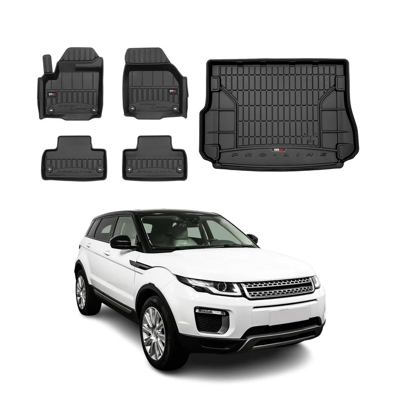 Tappetini e vaschetta per bagagliaio OMAC per Land Rover Range Rover Evoque 2011-18 in gomma
