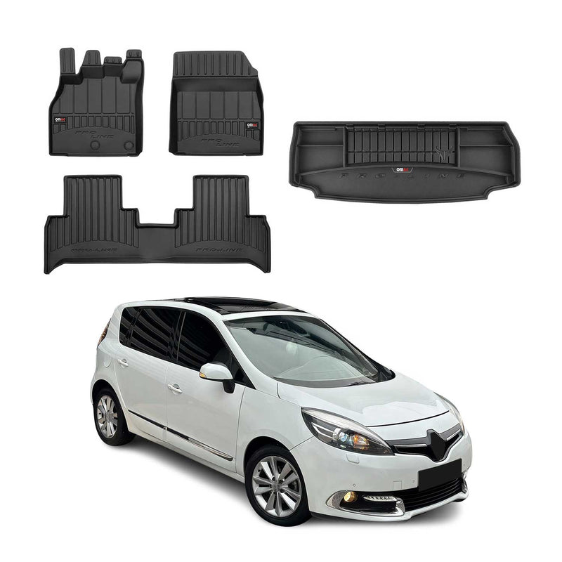 Set di tappetini e vaschetta per bagagliaio OMAC per Renault Scenic 2009-2016, terza fila, in gomma