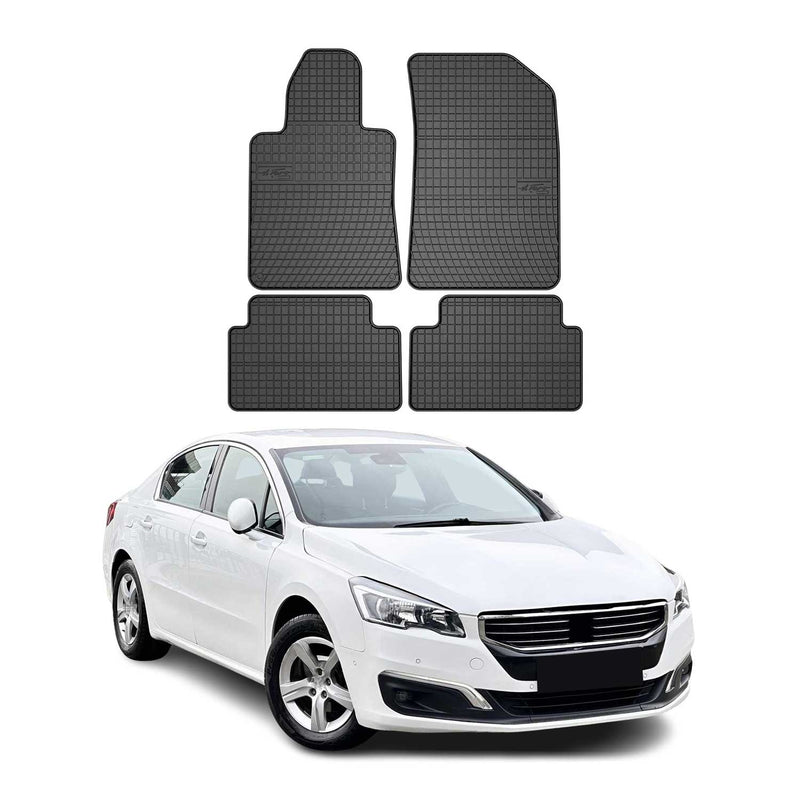 Tappetini in gomma neri per Peugeot 508 2010-2018, 4 pezzi