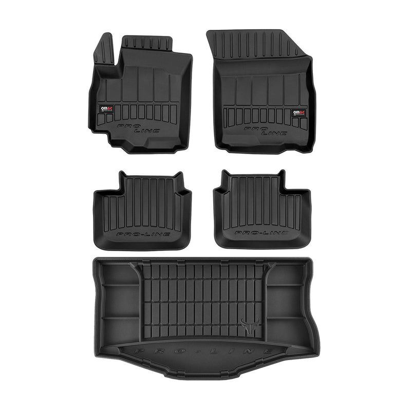 Set di tappetini e vaschetta per bagagliaio OMAC per Suzuki Swift 2005-2010 in gomma nera, 5 pezzi