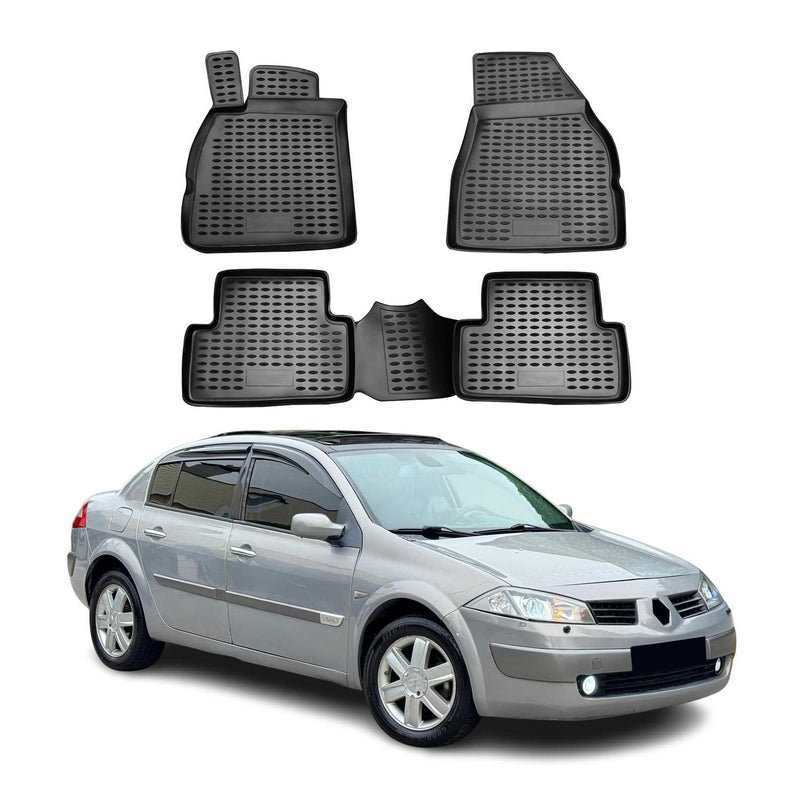 Tappetini Renault Megane 2002-2009 in TPE nero, 4 pezzi