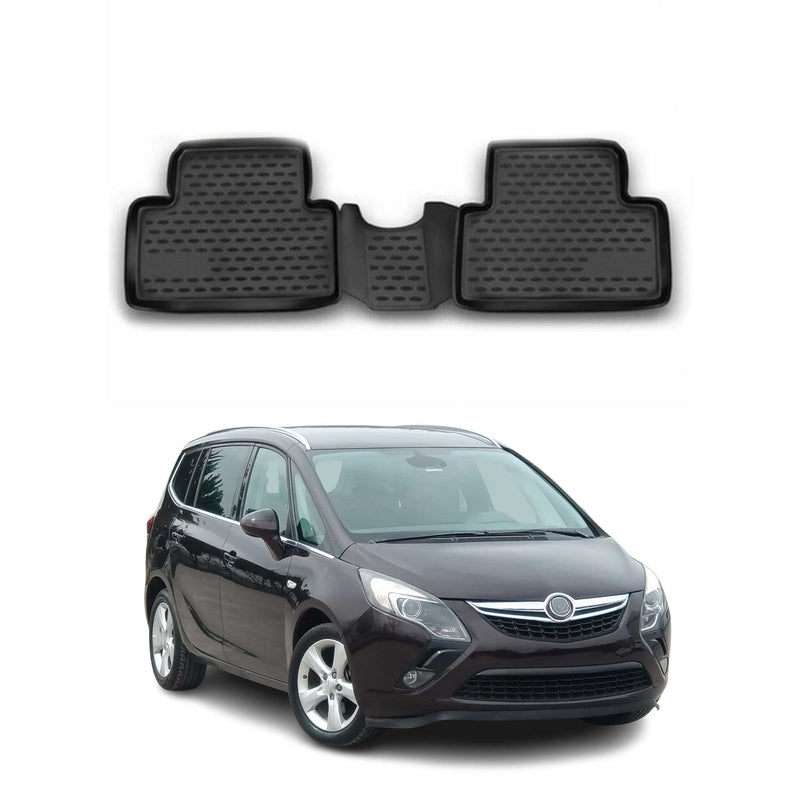 Tappetini Opel Zafira C 7 posti 2011-2019 in TPE Nero, 2 pezzi