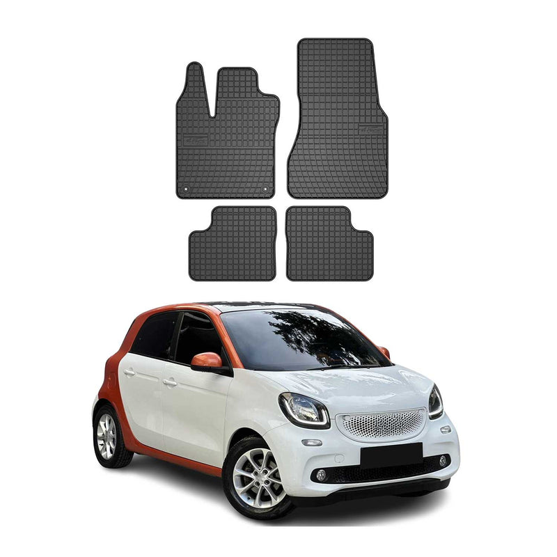 Tappetini in gomma neri per Smart Forfour 2014-2020, 4 pezzi