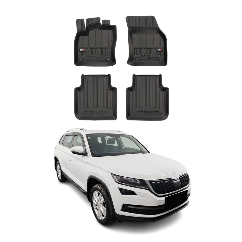 Tappetini Skoda Kodiaq 2016-2025 in TPE nero, 4 pezzi
