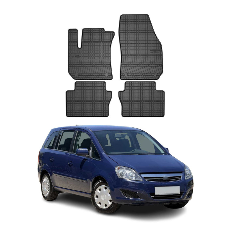 Tappetini in gomma neri per Opel Zafira B 2005-2014, 4 pezzi.