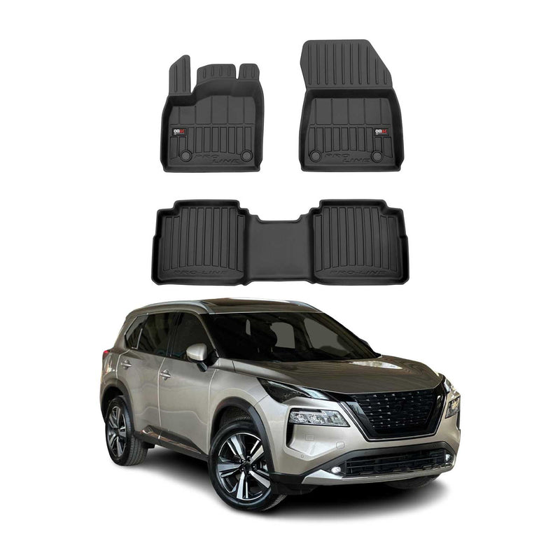 Tappetini Nissan X-Trail IV T33 2021-2025 in TPE nero, 3 pezzi