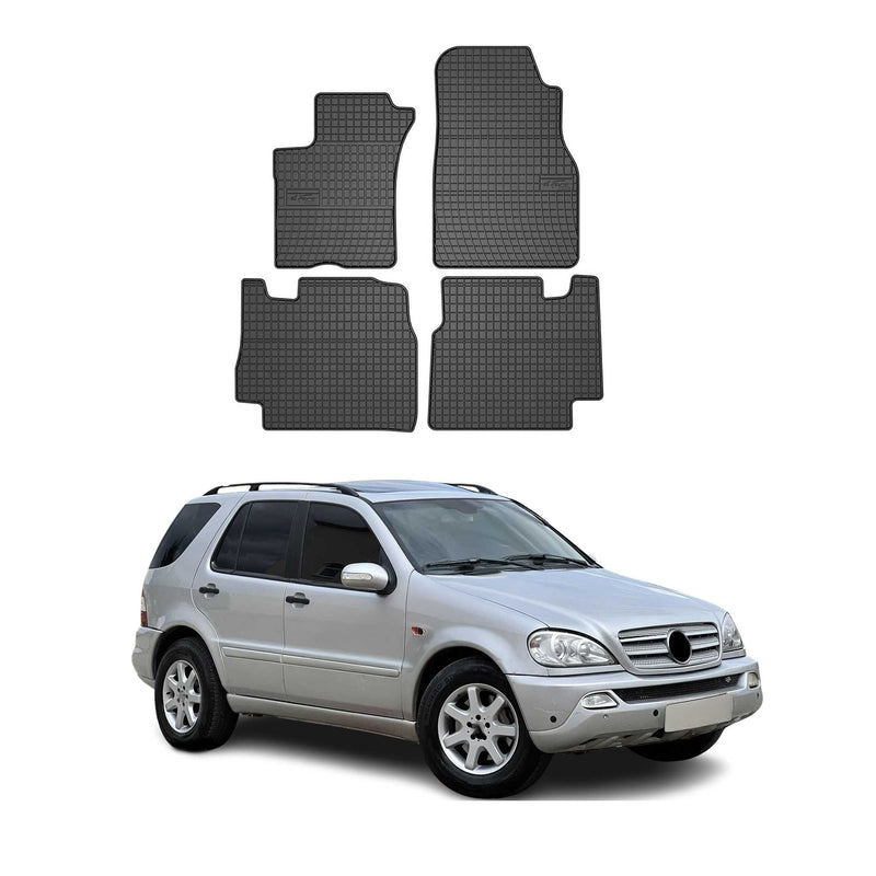 Tappetini in gomma neri per Mercedes Classe M W163 2002-2005, 4 pezzi.