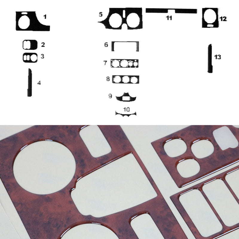 Decorazione interna abitacolo per Renault Kangoo 1998-2008 effetto radica 13 pezzi