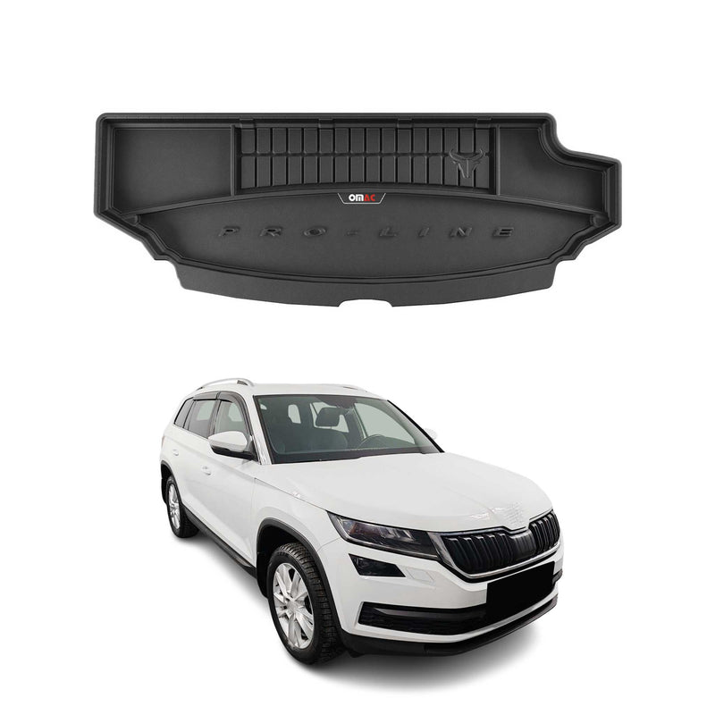 Vasca portaoggetti in gomma OMAC per bagagliaio per Skoda Kodiaq 2016-2025 con vano portaoggetti laterale