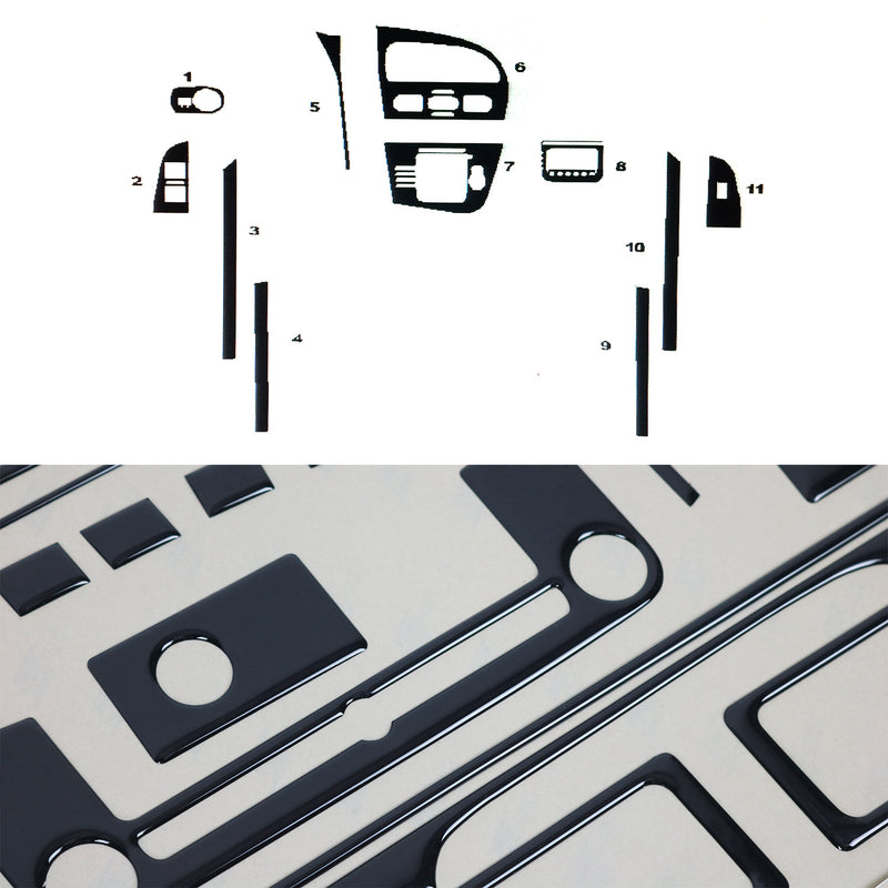 Decorazione interna abitacolo per Seat Leon 2005-2012 look Piano Black 11 pezzi