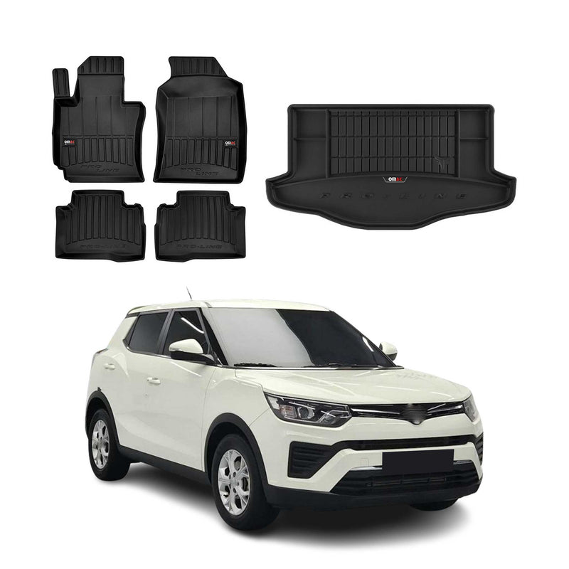 Set di tappetini e vaschetta per bagagliaio OMAC per Ssangyong Tivoli 2015-2025 in gomma 4x