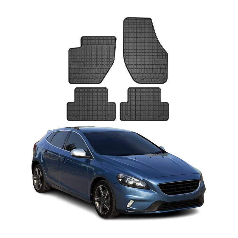 Tappetini in gomma neri per Volvo V40 2012-2019, 4 pezzi