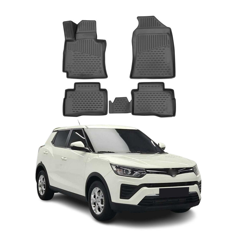 Tappetini Ssangyong Tivoli 2015-2021 in TPE nero, 4 pezzi