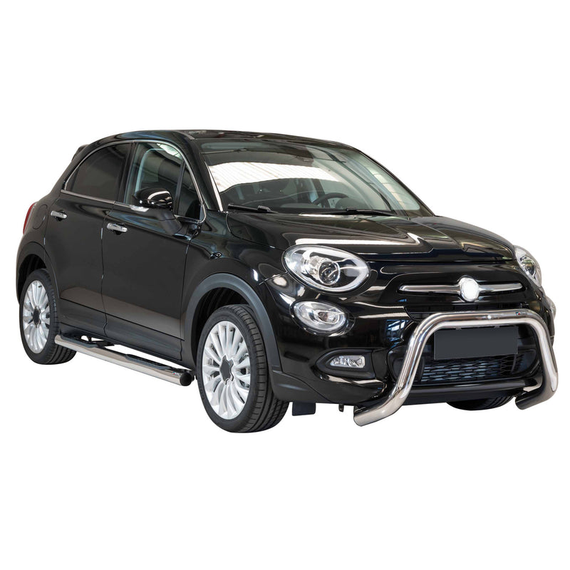 Protezione anteriore per Fiat 500X 2014-2018 ø76mm acciaio argento
