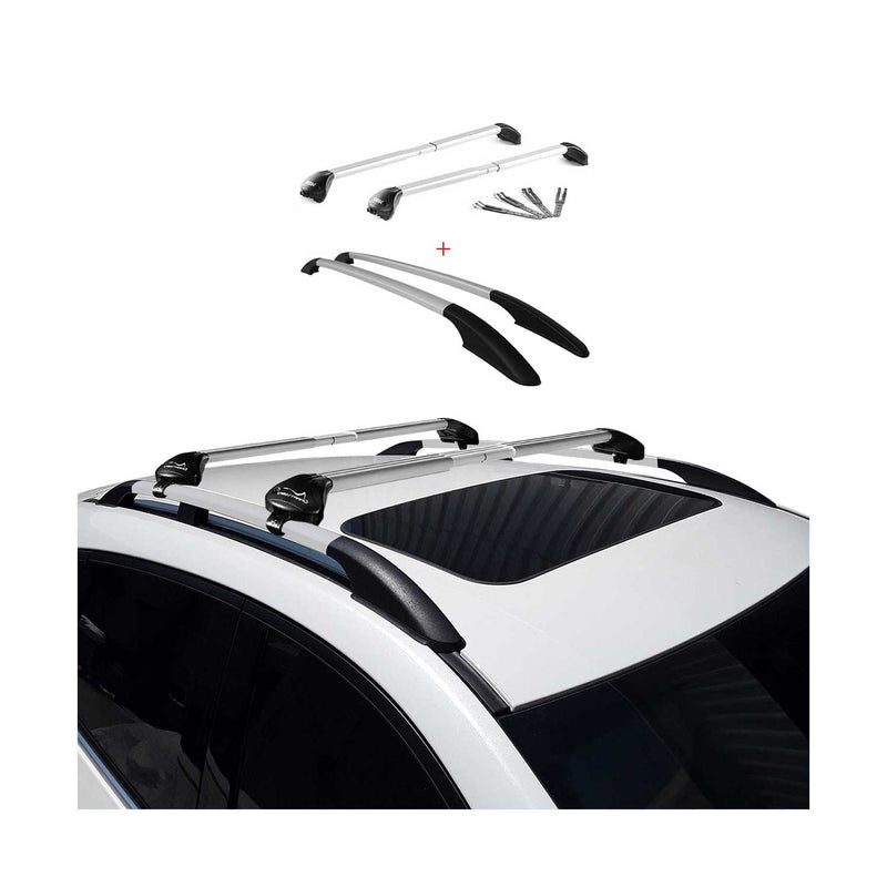 Dachreling + Dachträger Satz für Ford Kuga 2012-2019 Alu Grau 4x