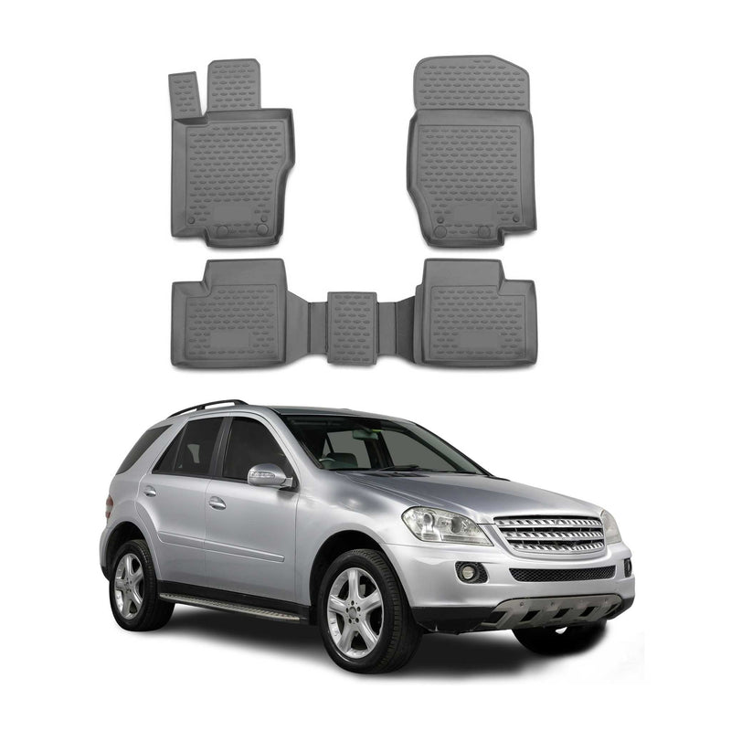 Tappetini Mercedes M W164 2005-2011 in TPE grigio, 4 pezzi