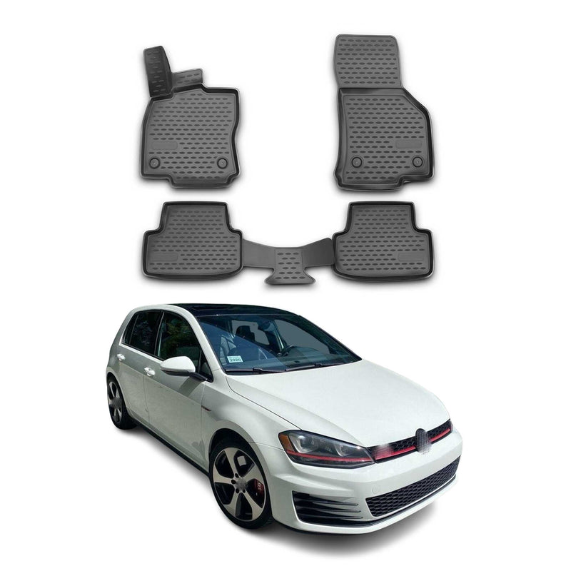 Tappetini in gomma neri per VW Golf VII 2012-2019, 4 pezzi.