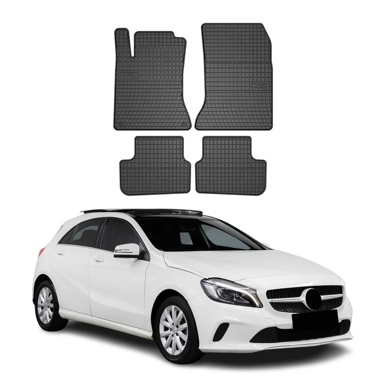 Tappetini in gomma neri per Mercedes Classe A W176 2012-2018, 4 pezzi