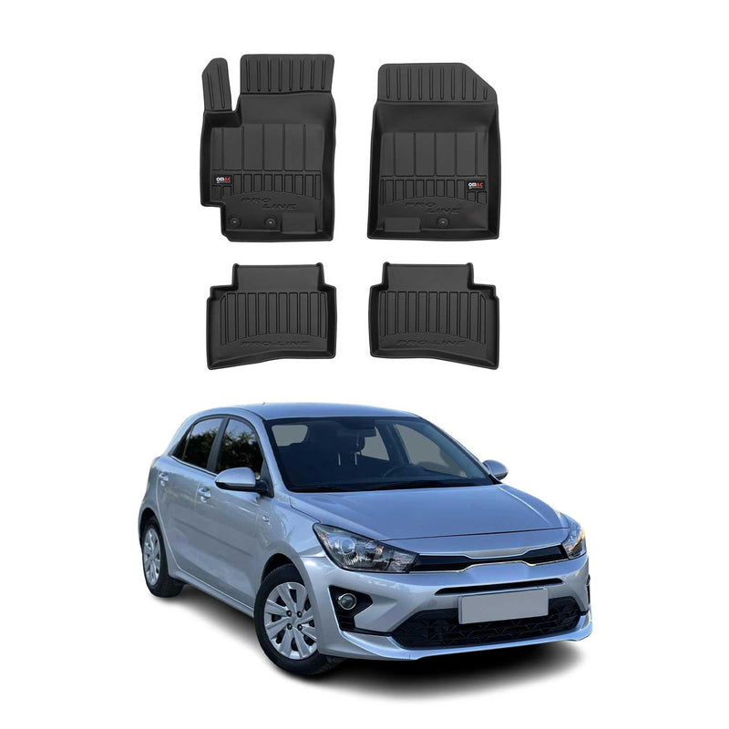 Tappetini Kia Rio HB 2017-2024 in TPE nero, 4 pezzi